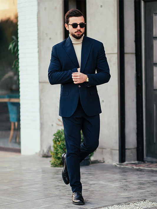 man in dark blue suit