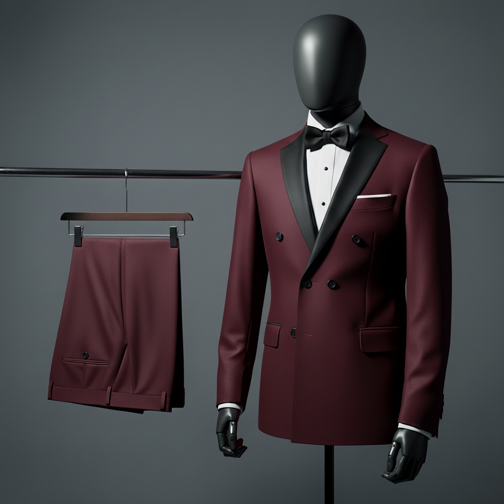 burgundy suit with