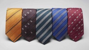 Set of 5 men’s ties in various colors and patterns, perfect for business, weddings, and formal occasions.