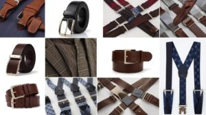 Premium men’s leather belts and braces (suspenders), stylish accessories for tailored suits and formal wear.