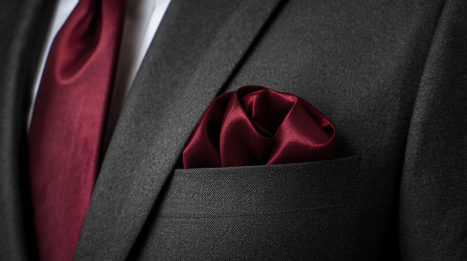Dark grey bespoke suit with handkerchief