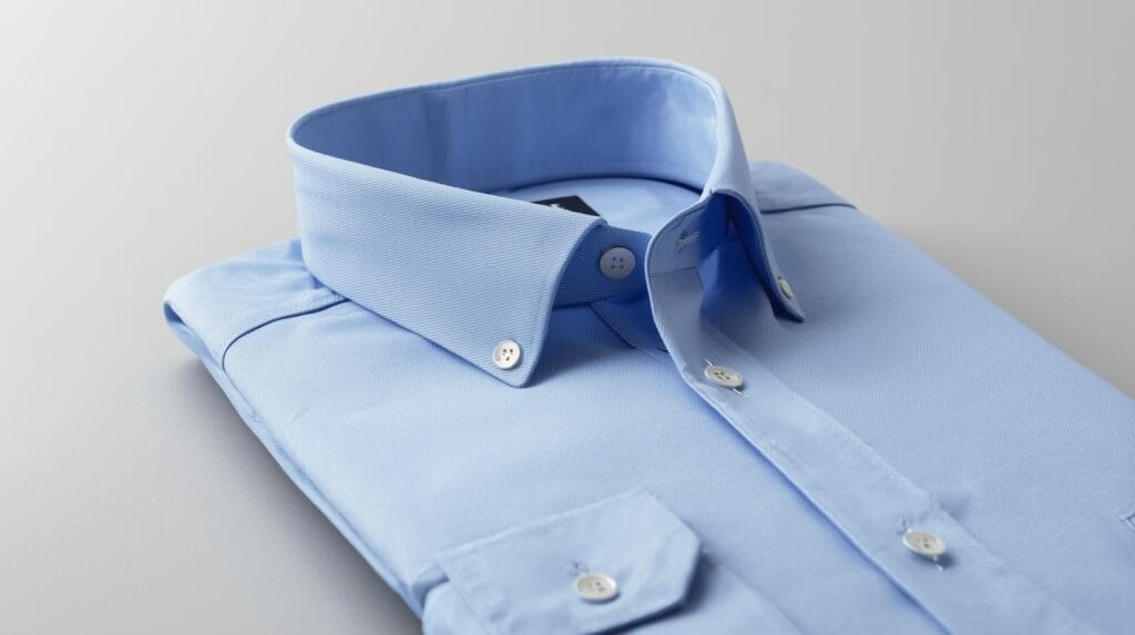 Blue custom dress shirt tailored in Sukhumvit 33 near Phrom Phong, Bangkok