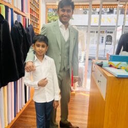 Customer Trying Final Product which made in Velour & Waza Custom tailor