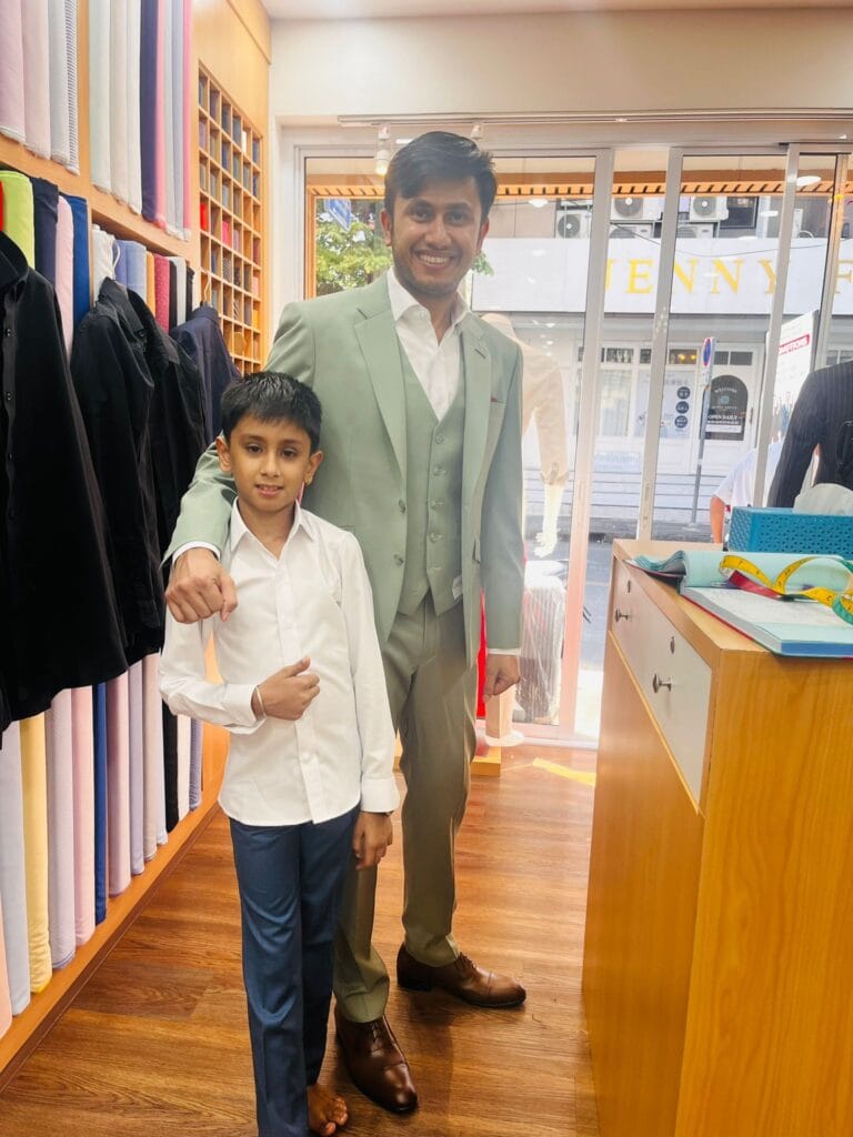 Customer Trying Final Product which made in Velour & Waza Custom tailor