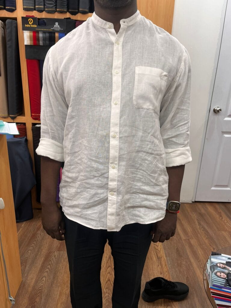 Custom Linen Dress Shirt in Velour & Waza Custom Tailor
