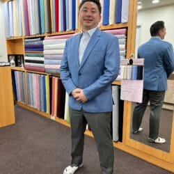 Client wearing a bespoke Suit during final fitting
